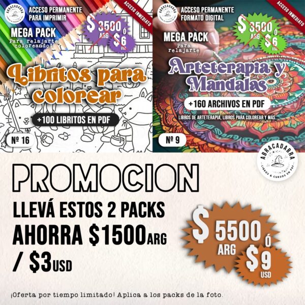 PROMO N7 - LIBRITOS PARA COLOREAR +ARTETERAPIA Y MANDALAS